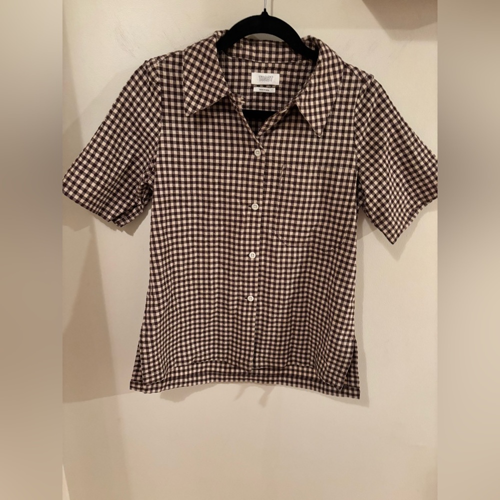 TOAST Brown Checkered Women's Blouse